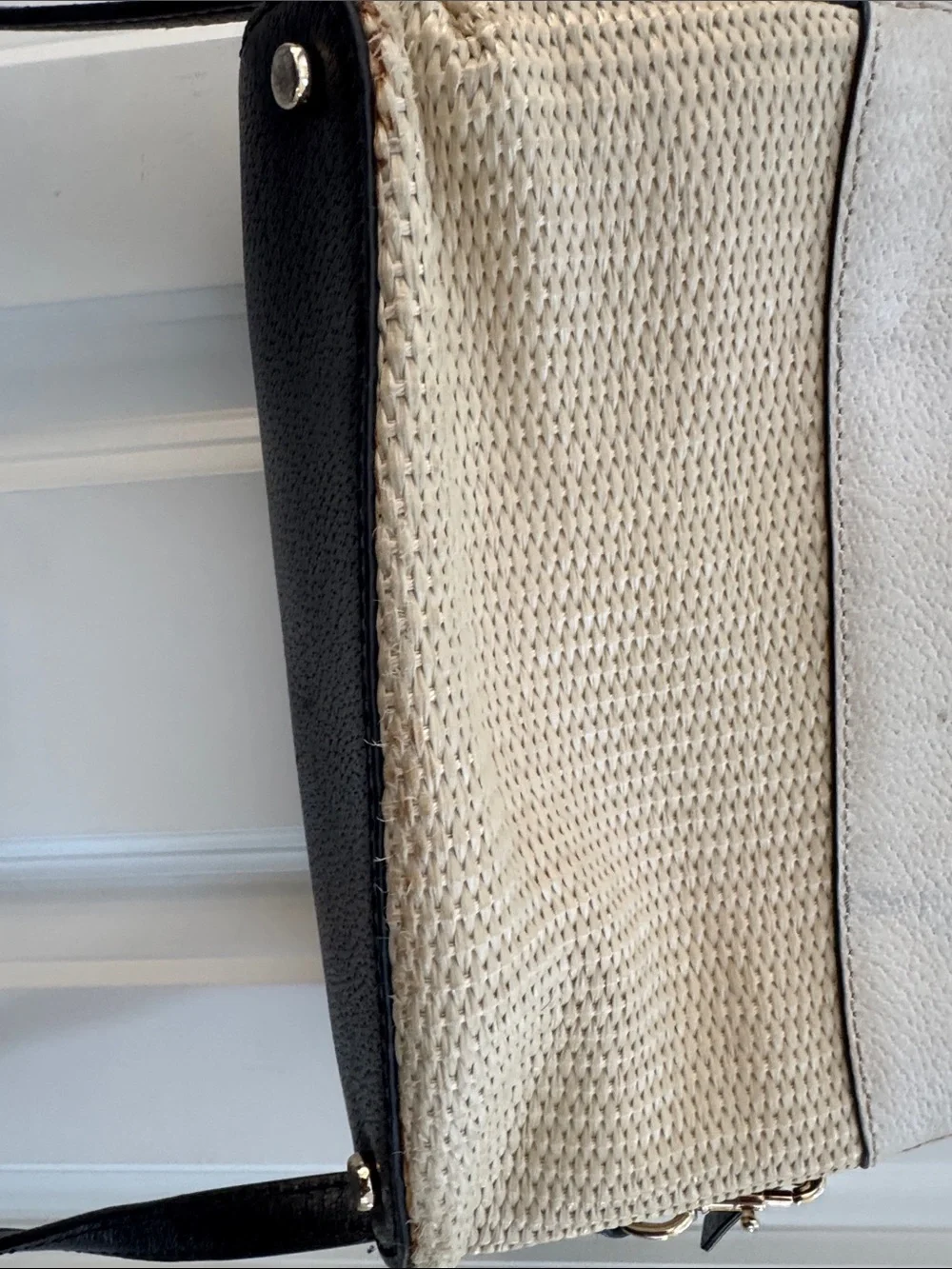kate spade Cream and Black Textured Satchel with Crossbody Strap - Picture 6 of 10